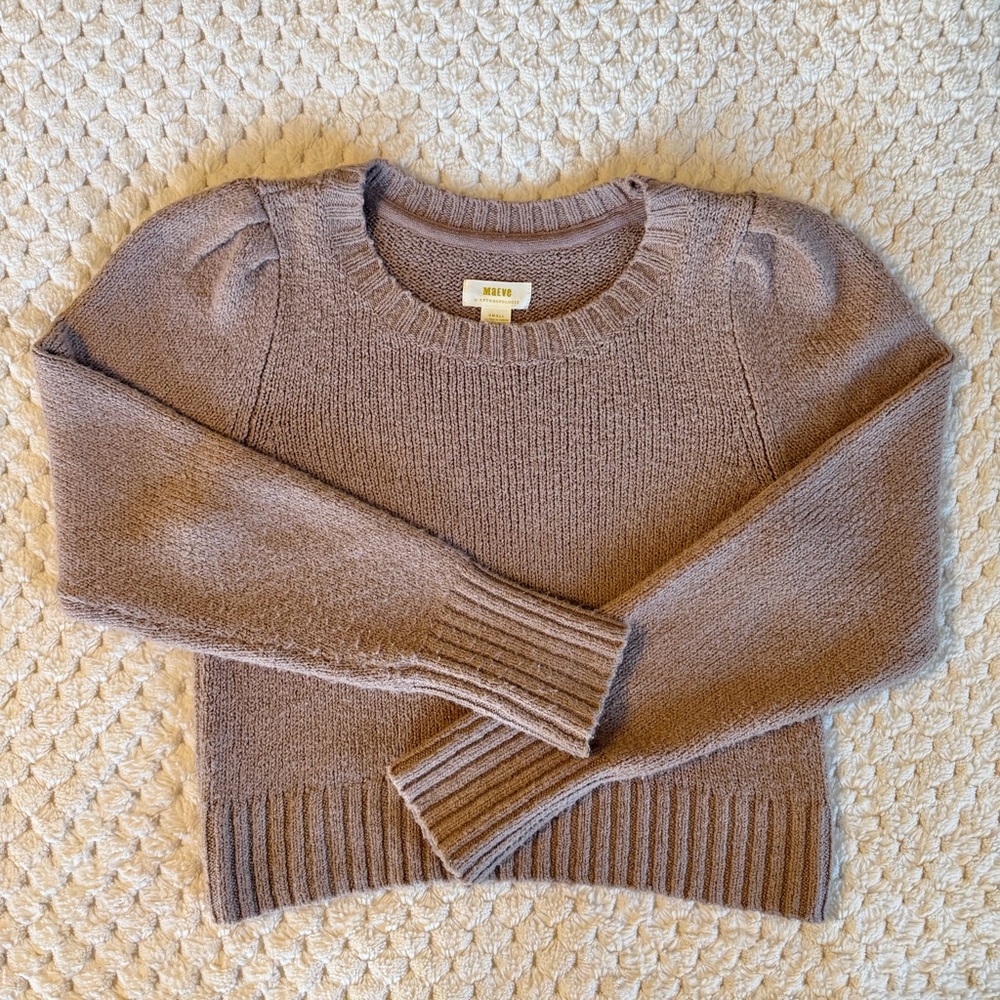 Maeve by Anthropologie Taupe Crew Neck Sweater
